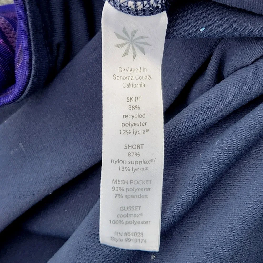 ATHLETA women's SKORT skirt‎ Relay Striped PURPLE golf tennis pickleball Size L